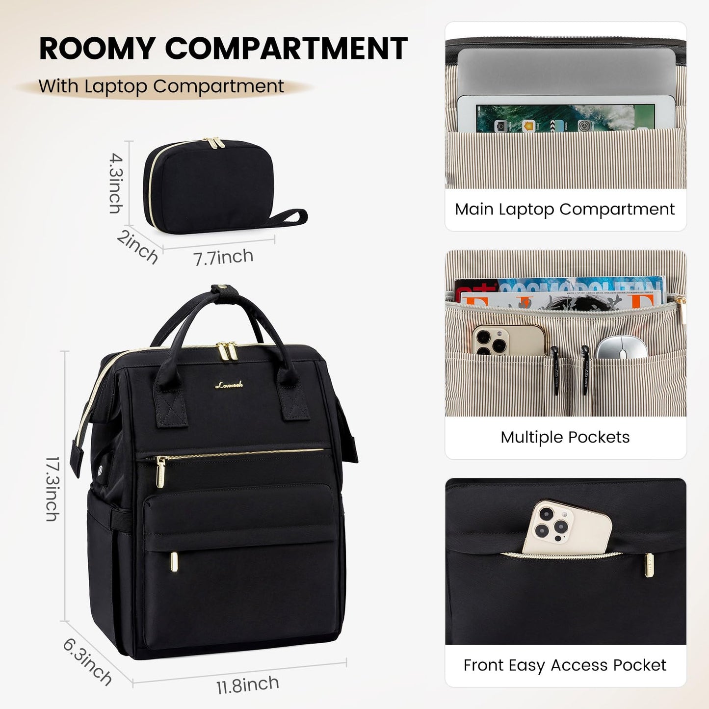 LOVEVOOK Waterproof Laptop Backpack Purse for Women