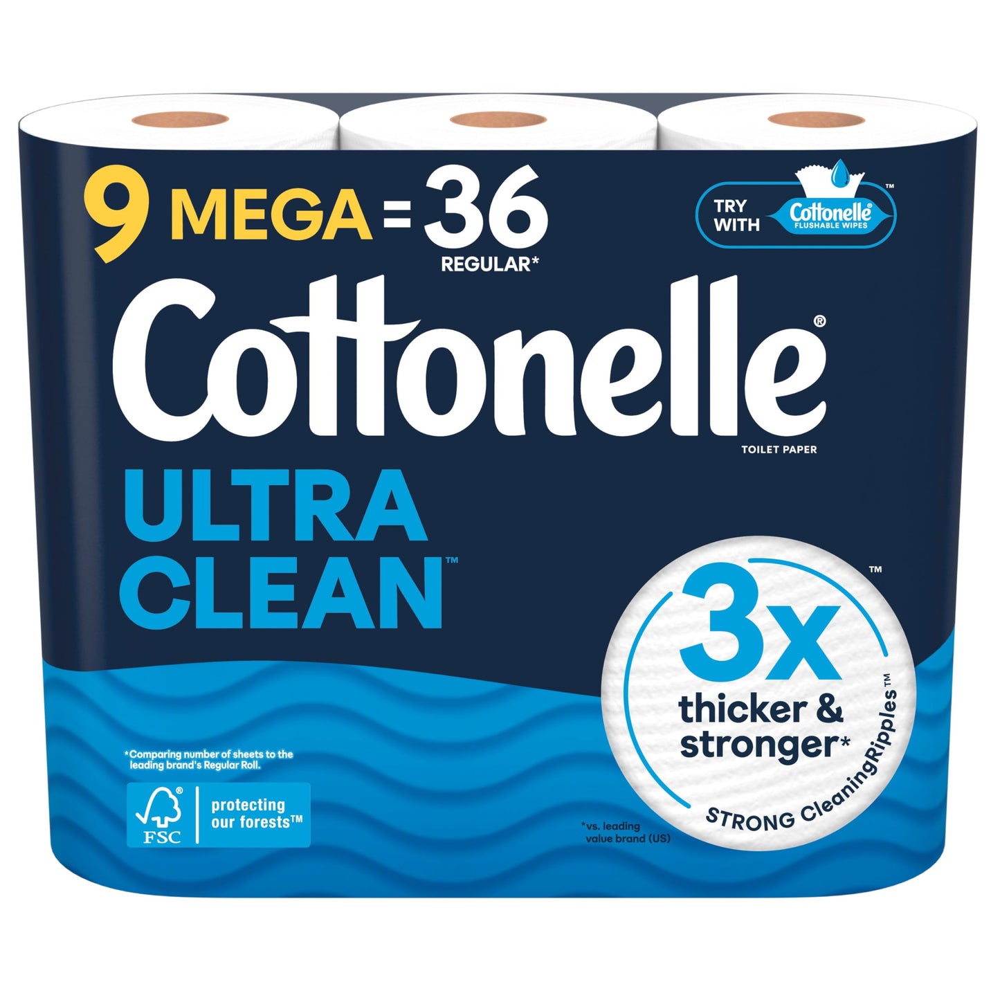 9 Mega Rolls Cottonelle Ultra Clean Toilet Paper