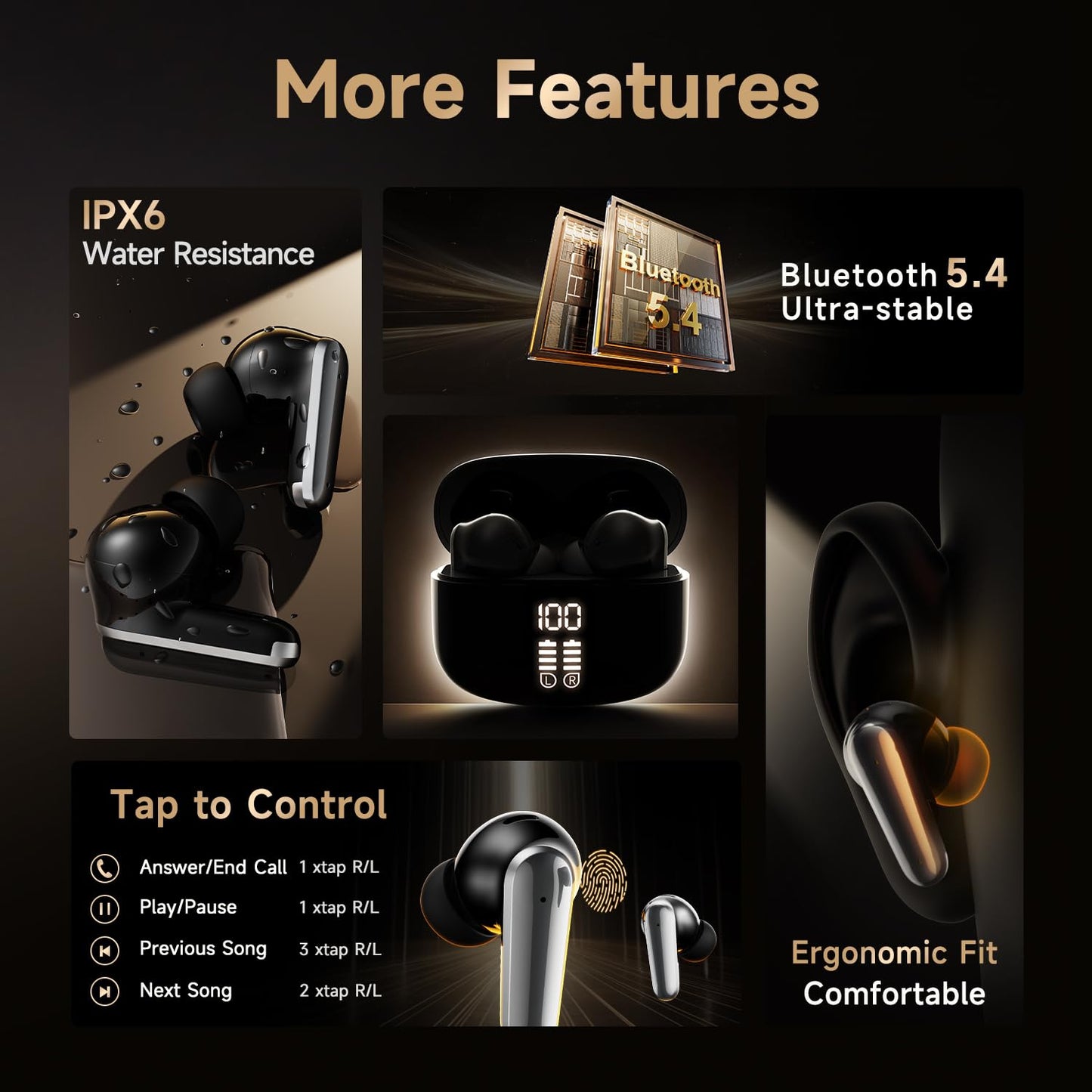 Wireless Earbuds with Deep Bass & Noise Cancelling