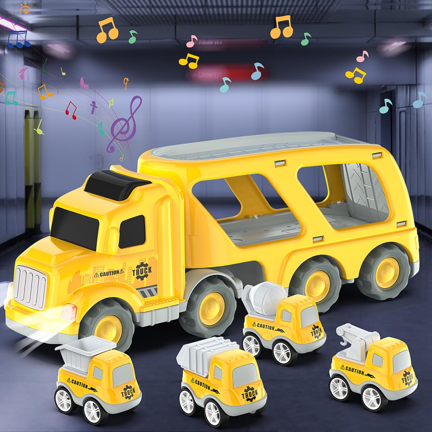 5-in-1 Transport Trucks Cars Toy Set for Kids