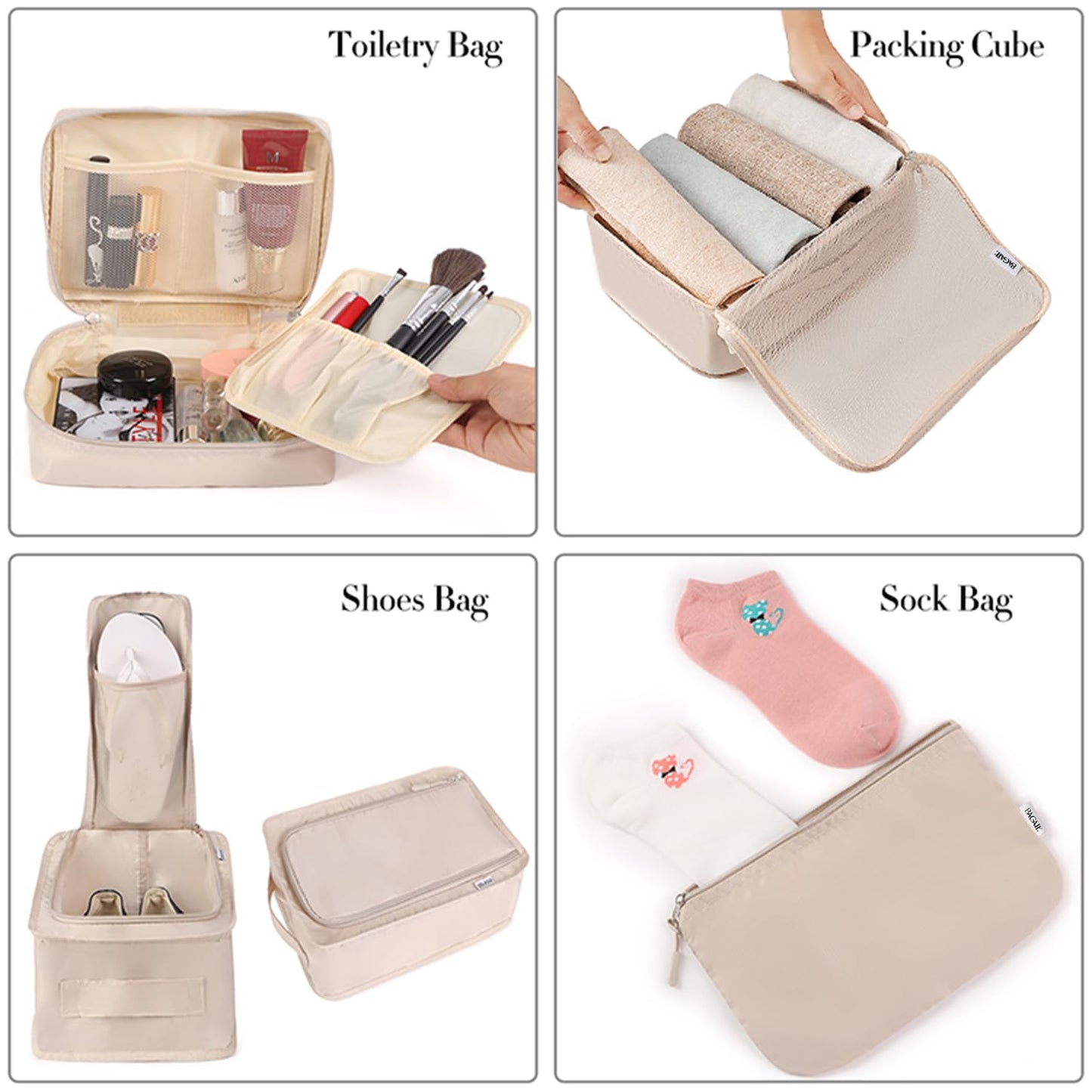 8 Set Packing Cubes Luggage Organizer Bags