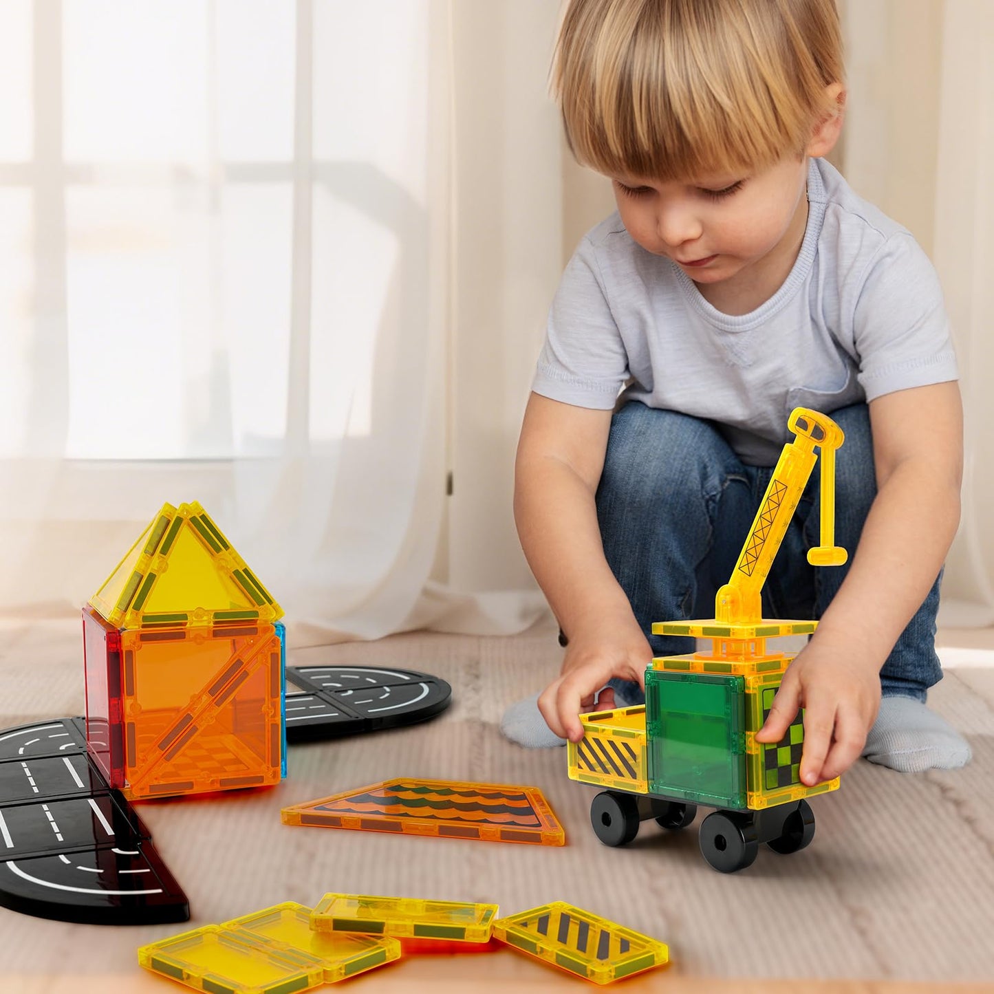 50-Piece Magnetic Tiles Set for Kids