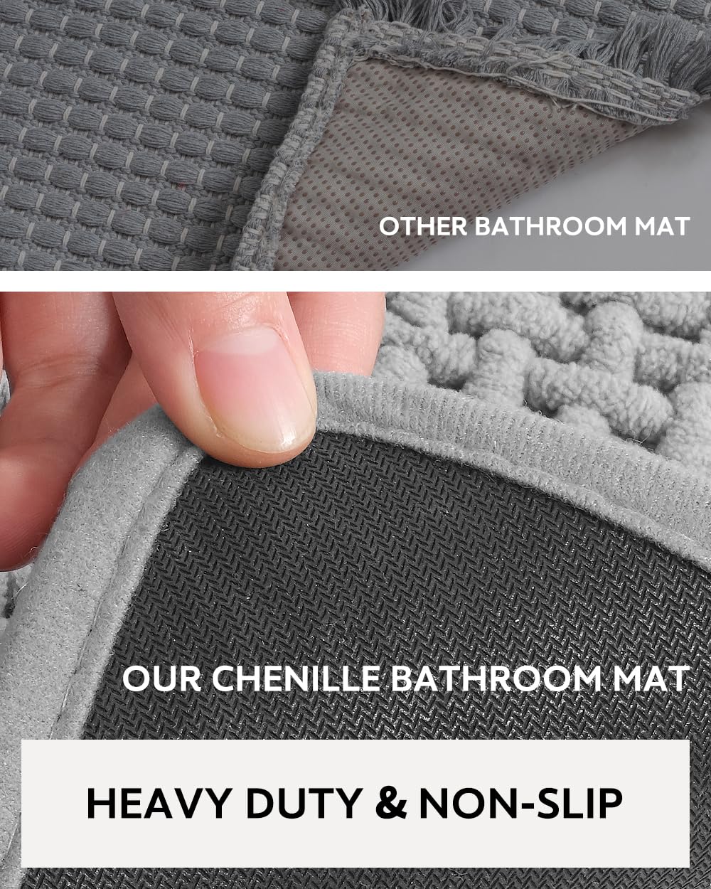 Chenille Bath Mat Non Slip Quick Dry 17"x24"