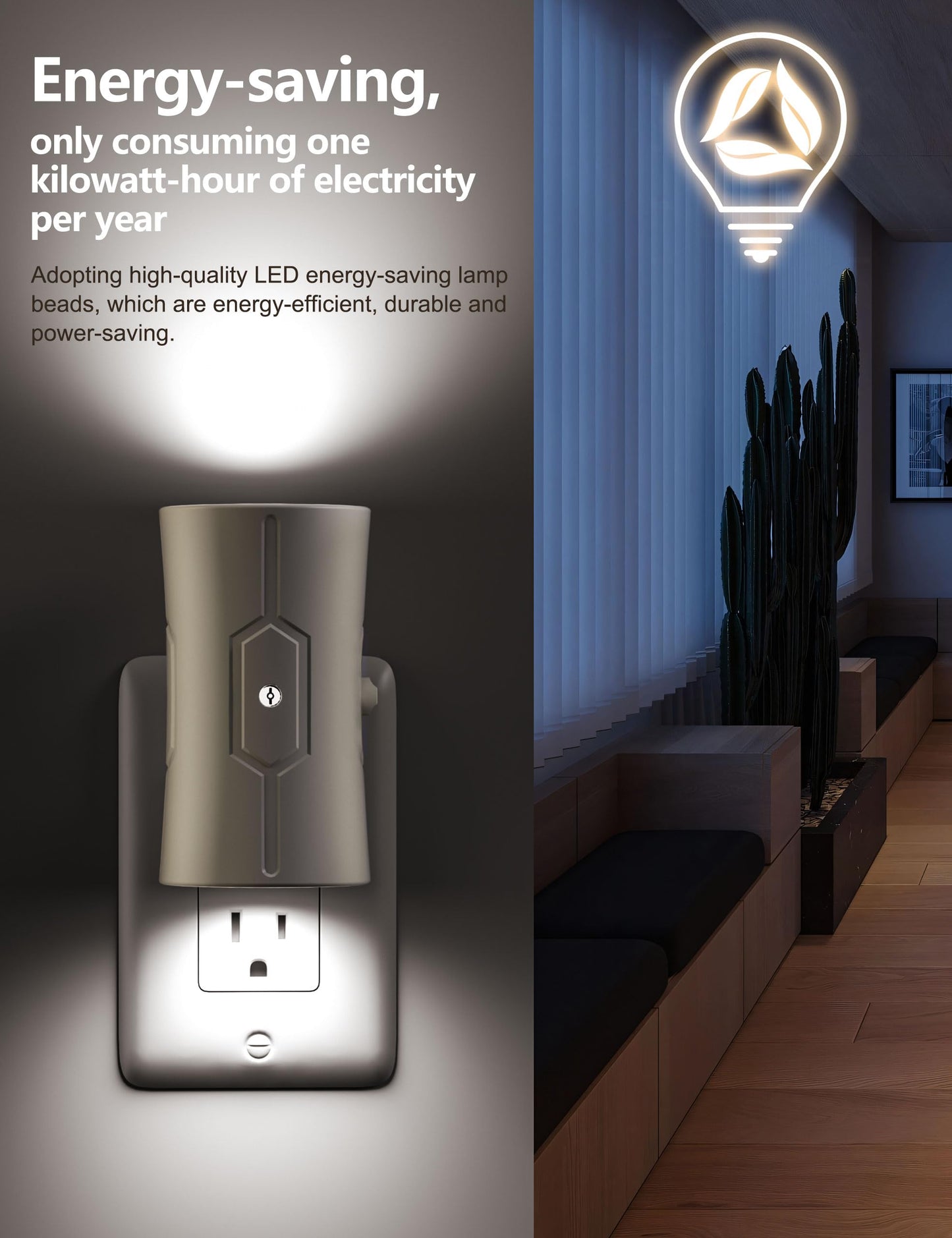 2 Pack LED Night Lights with Light Sensor