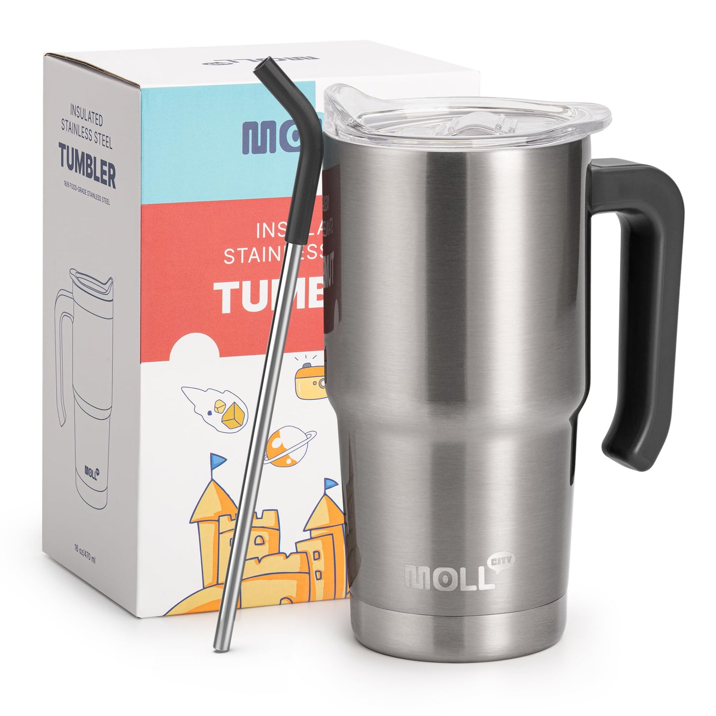 16 oz Insulated Stainless Steel Tumbler with Handle