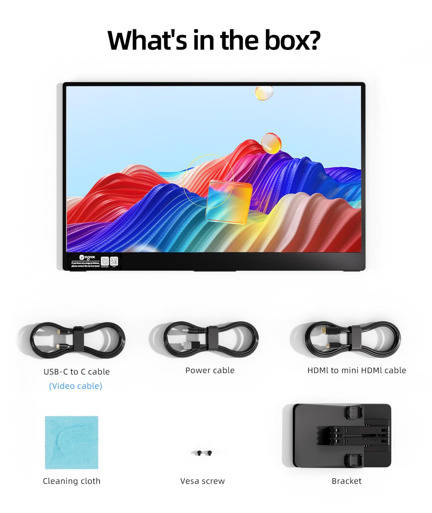 Ingnok Portable Monitor 15.6'' FHD IPS Display, A+Screen USB C HDMI Travel Monitor, Portable Screen for Laptop Mac PC Phone Xbox PS4/5 Switch