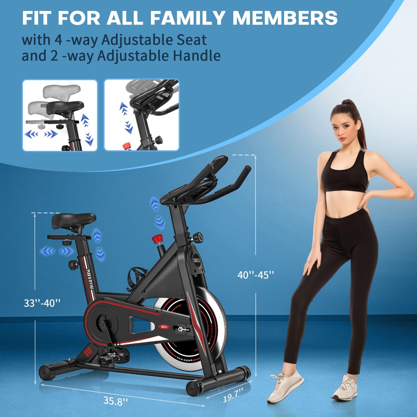 DMASUN Stationary Exercise Bike with Digital Display