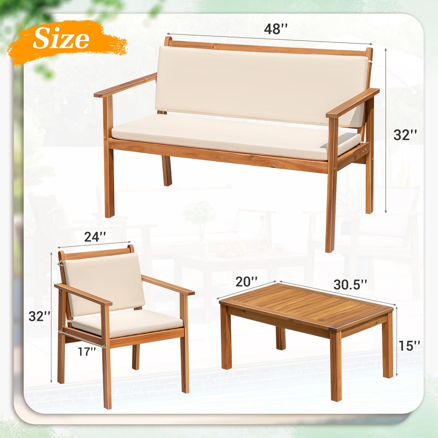 Greesum 4-Piece Outdoor Bistro Sofa Set
