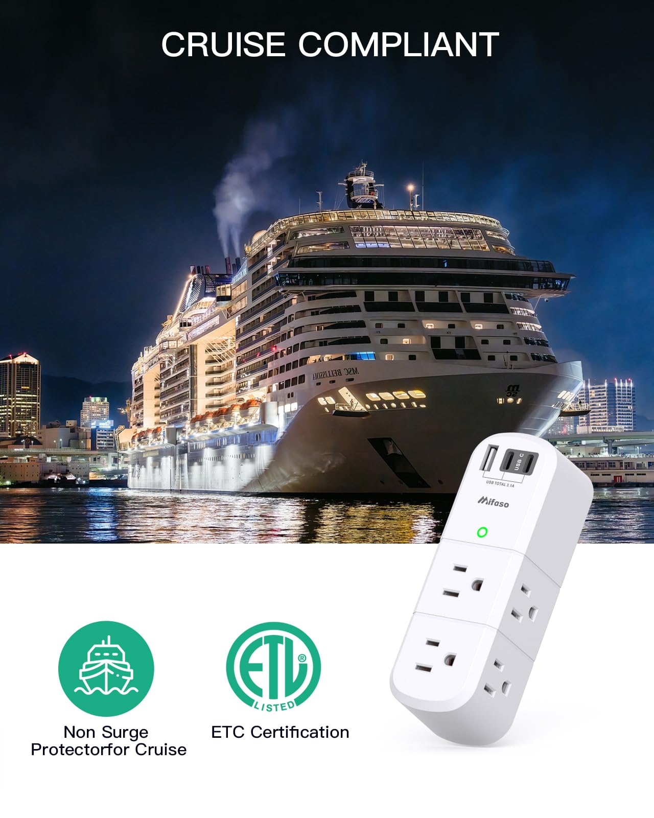 Cruise Outlet Extender with USB Charging Ports