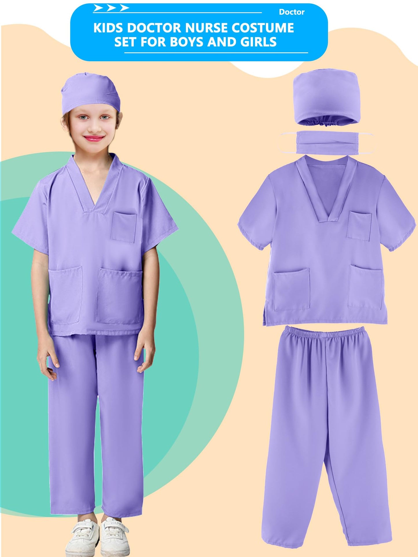 Kids Doctor Scrubs Costume Set for Dress Up