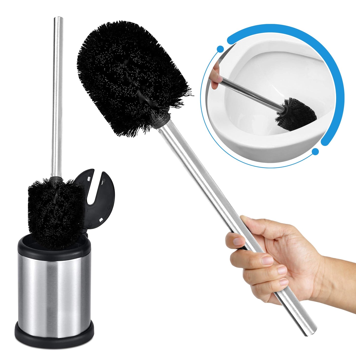 UMIEN Stainless Steel Toilet Brush with Lid