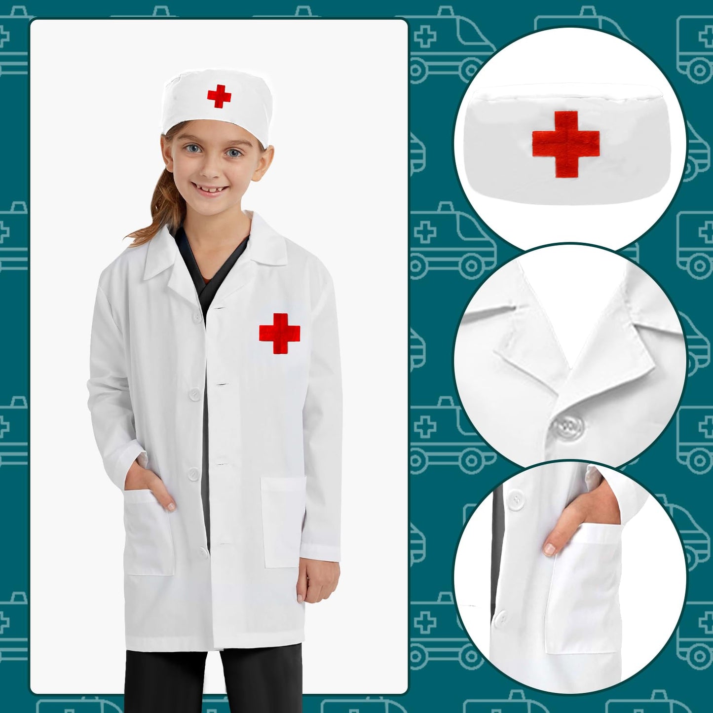 Boys Dress Up Costumes for Play, Kids Role Play Dress Up Clothes for 3-6 Years Old Play, 3 in 1 Set Police Officer/Firefighter/Doctor Costume for Kids Boys Halloween Pretend Play
