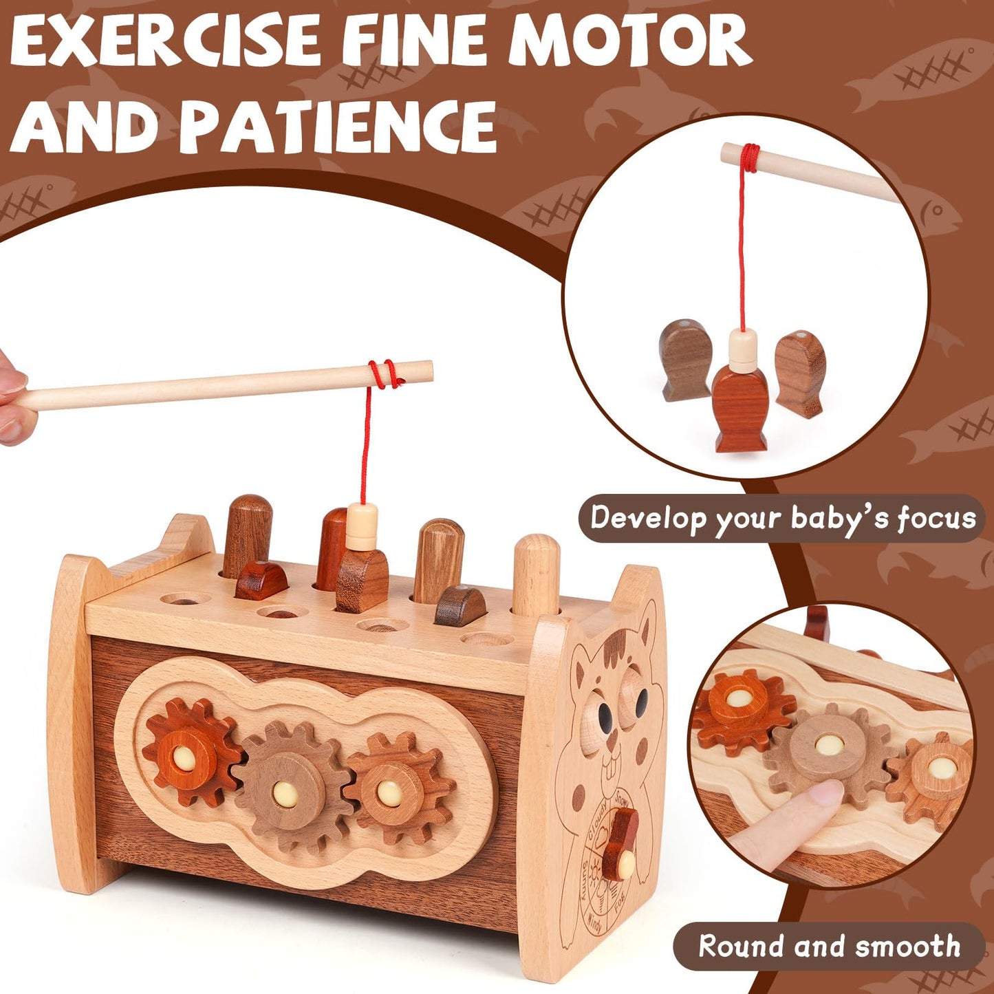 6-in-1 Wooden Montessori Hammer Toy for Toddlers