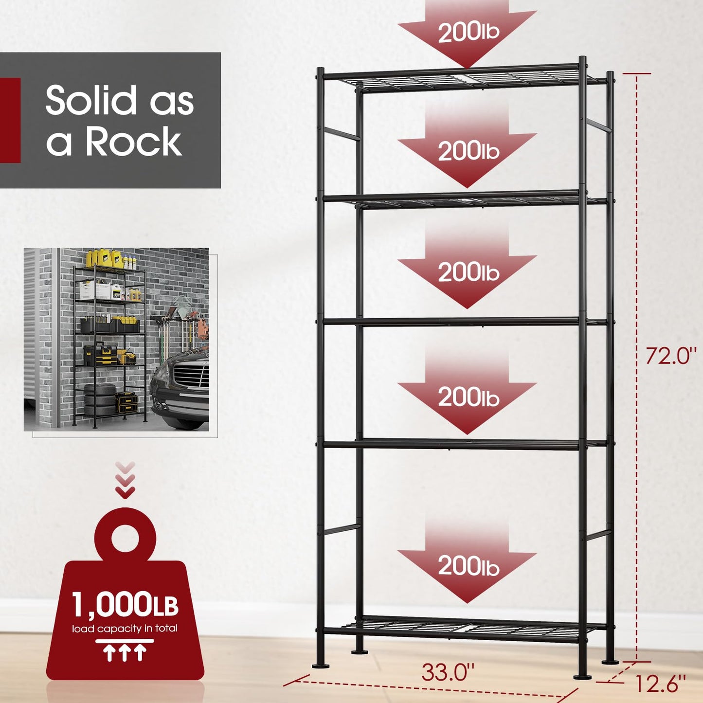 5-Tier Heavy Duty Storage Shelves Organizer