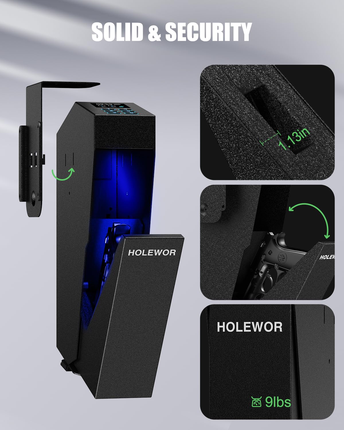 HOLEWOR Quick Access Pistol Safe for Bedside