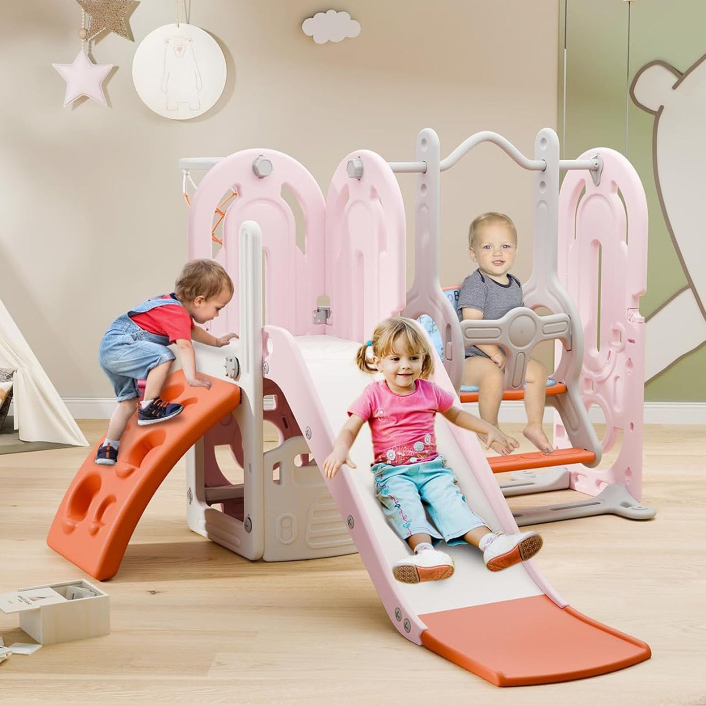 5-in-1 Toddler Slide and Swing Playground
