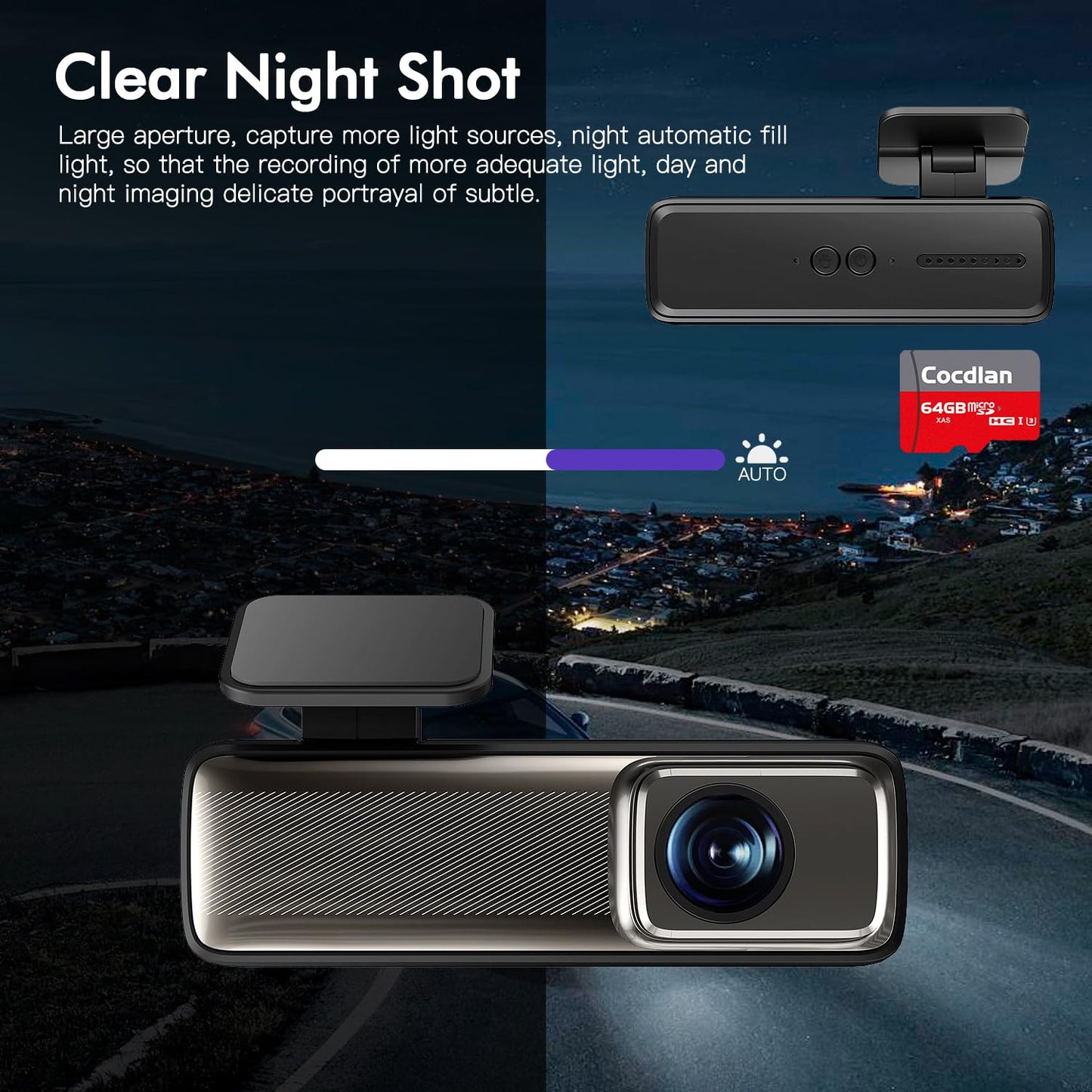 COCDLAN Dash Cam 2K 1440P WiFi Car Camera with App, Dash cam with Night Vision,160°Wide Angle WDR,Loop Recording,Free 64GB SD Card,24 Hrs Parking Mode