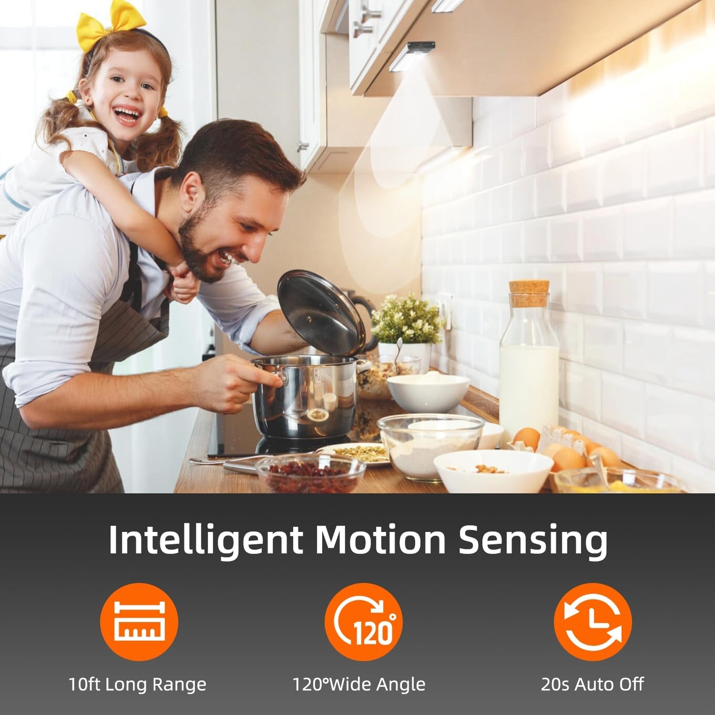 Motion Sensor Under Cabinet Lighting, 3-Pack