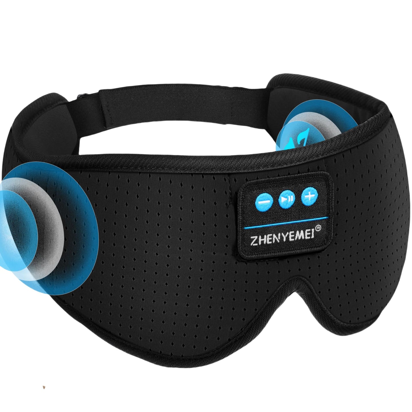 Bluetooth Sleep Headphones White Noise Sleep Mask | 3D Eye Mask for Sleeping | Relaxing Soothing Sounds | 16hrs Playingtime | Light Blocking Eye Mask | Auto - Off Timer | Best for Sleeper Black