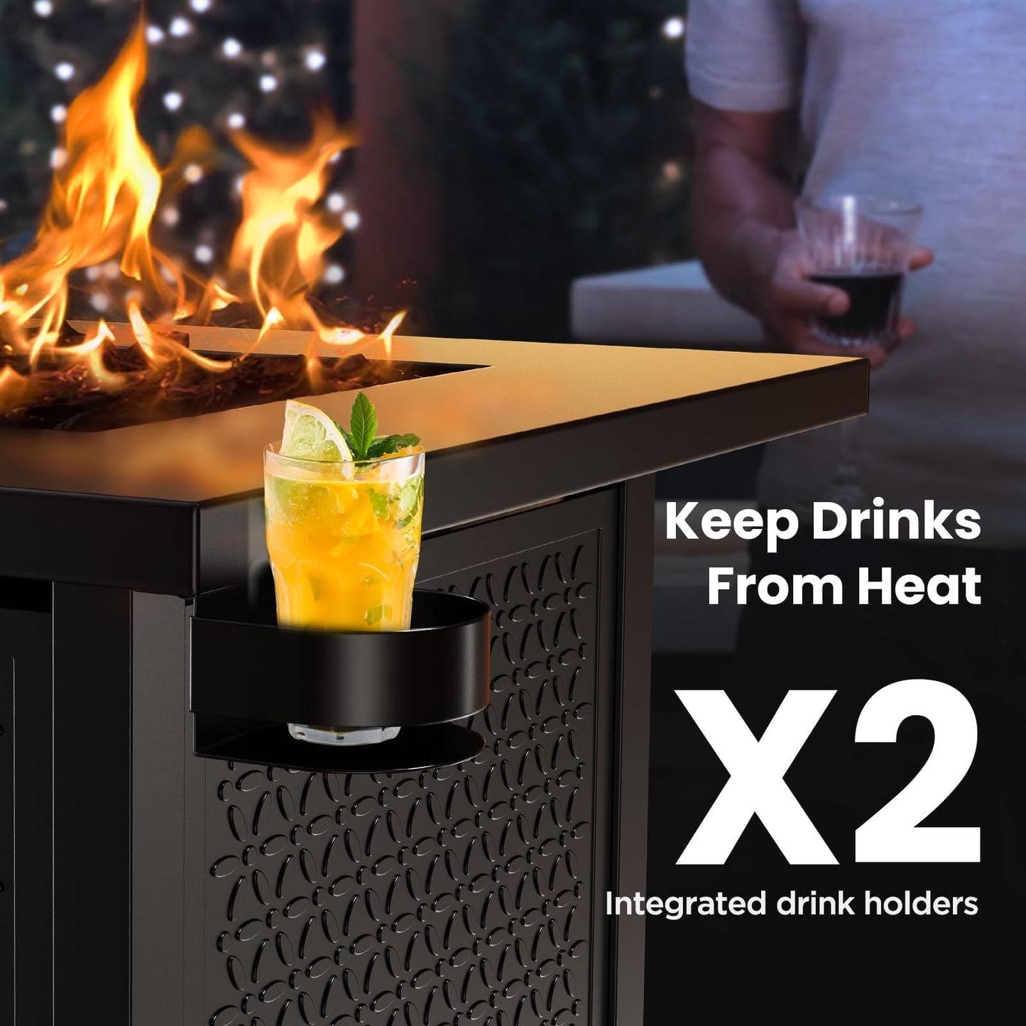 Ciays 32" Propane Fire Pit Table with Lid