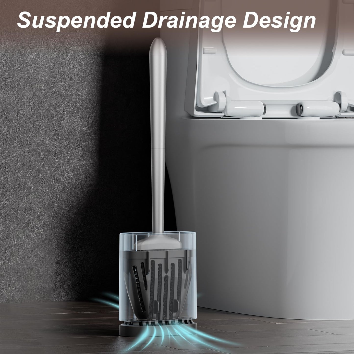Toilet Brush Set with Holder and Flexible Head
