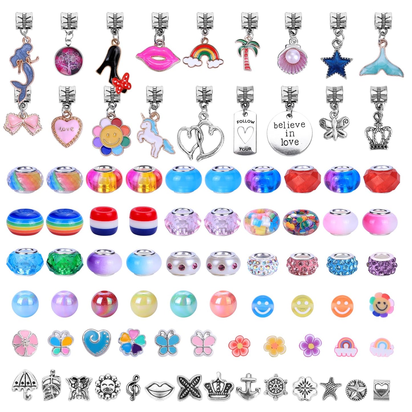 208-Piece Charm Bracelet Making Kit for Girls