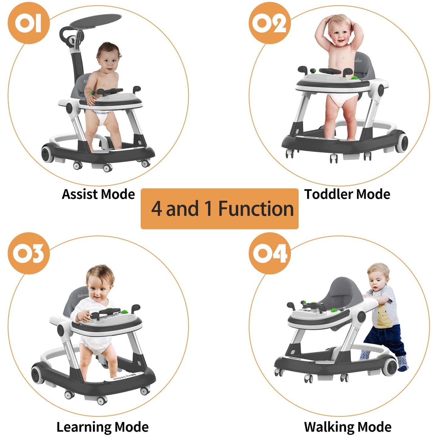 Baby Walkers with Wheel,Infant Walker for Babies with Adjustable Height,Speed & Breathable Seat Cushion, Baby Walkers and Activity Center for Boys Girls,Baby Walker and Bouncer Combo for 7-18 Months