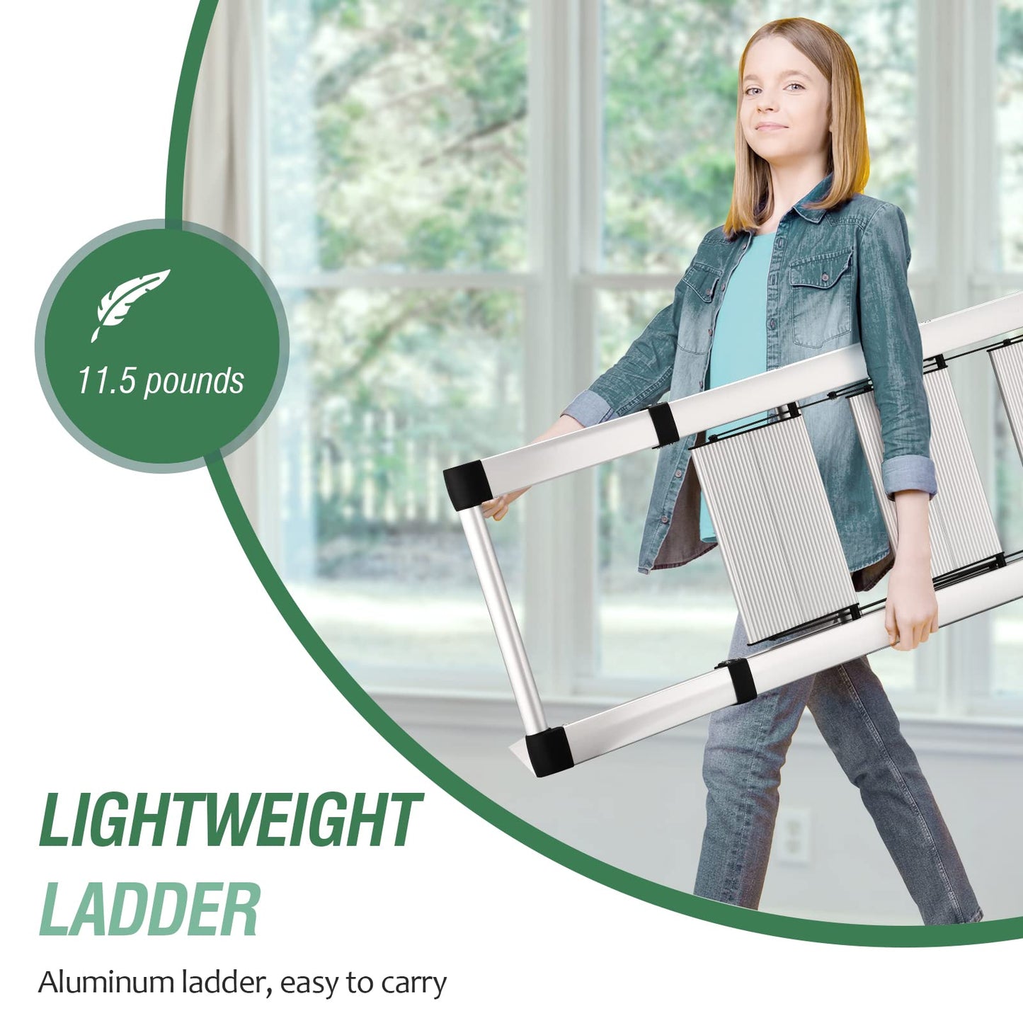 HBTower 4 Step Ladder, Aluminum Ladder with Handrails, Folding Step Stool for Adults, 330LBS Capacity Sturdy& Portable Ladder for Home Kitchen Library Office, Sliver