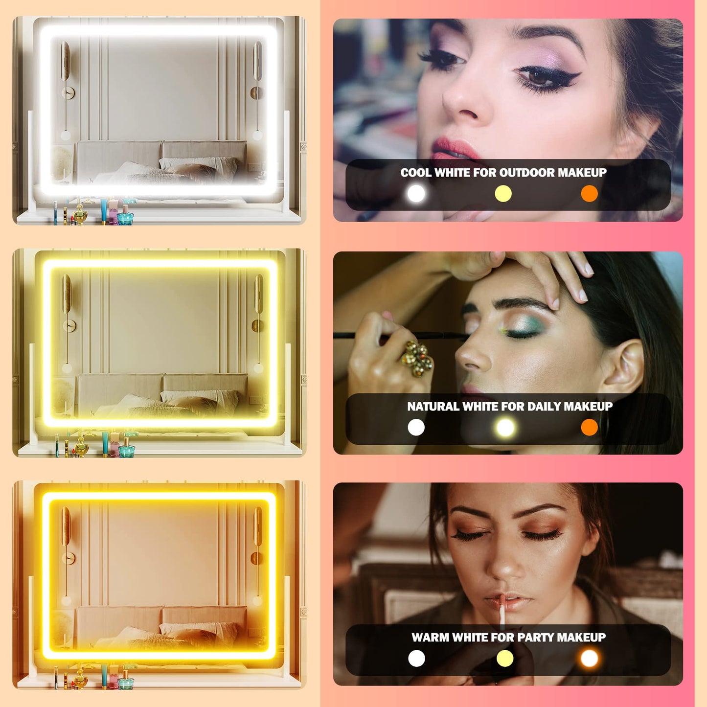 Hollywood Makeup Mirror with LED Lights & 360° Rotation