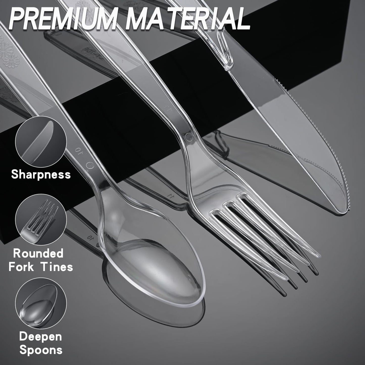 Clear Disposable Plastic Cutlery Set, 100PCS