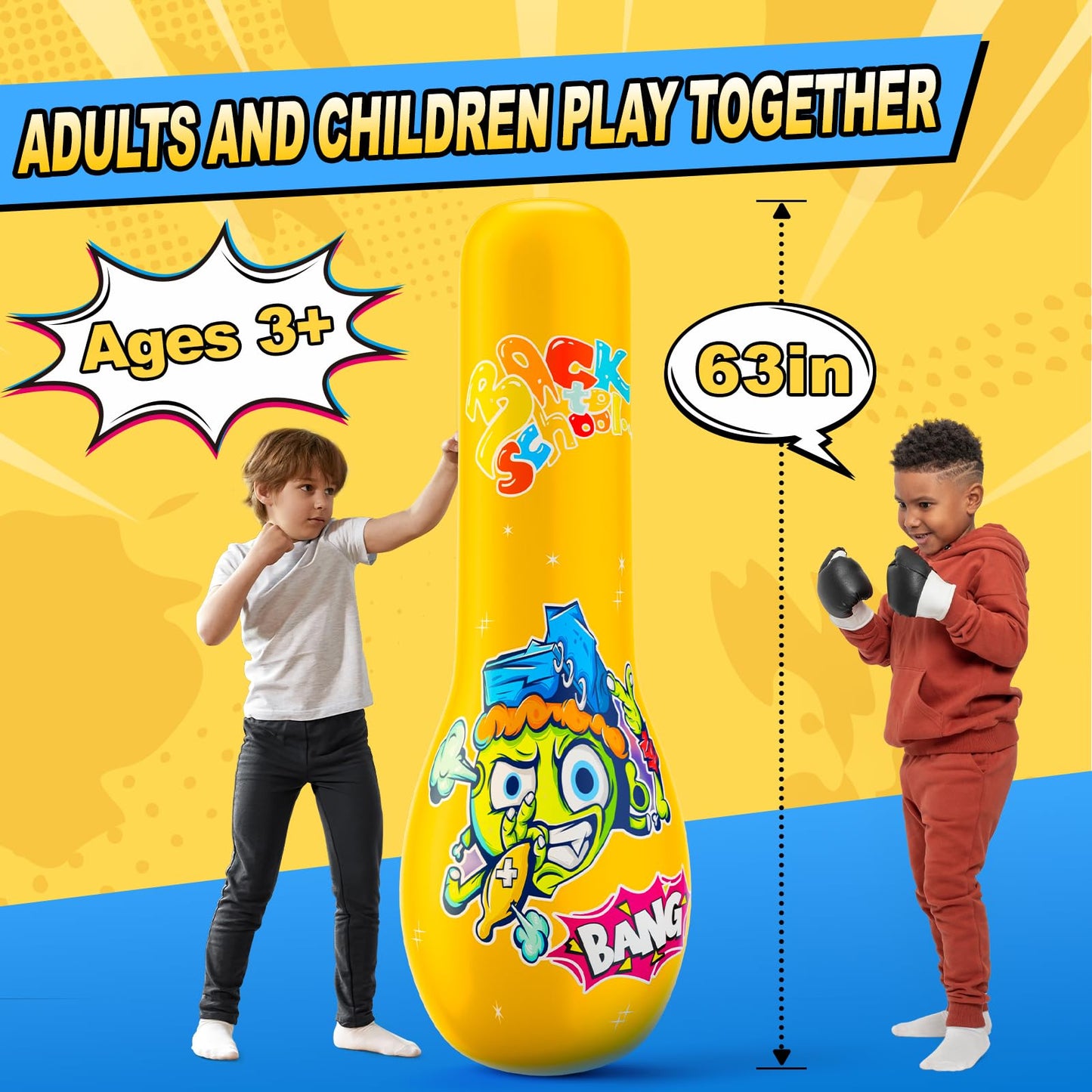 Inflatable Punching Bag for Kids 3-12 Years