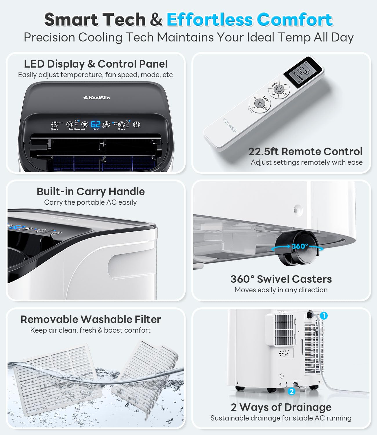 14,000 BTU Portable Air Conditioner for Large Rooms