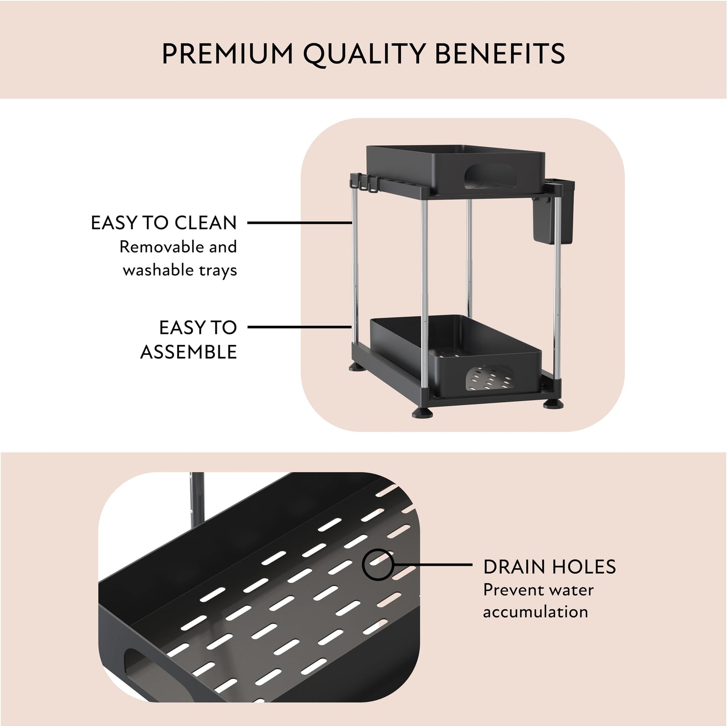 FISTUKIT Under Sink Organizer with Under Sink Mat