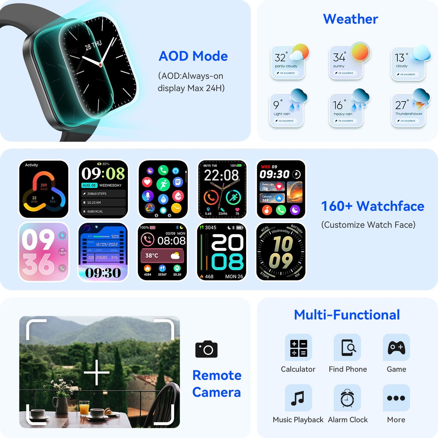Smart Watch with Health Monitor & Sports Modes