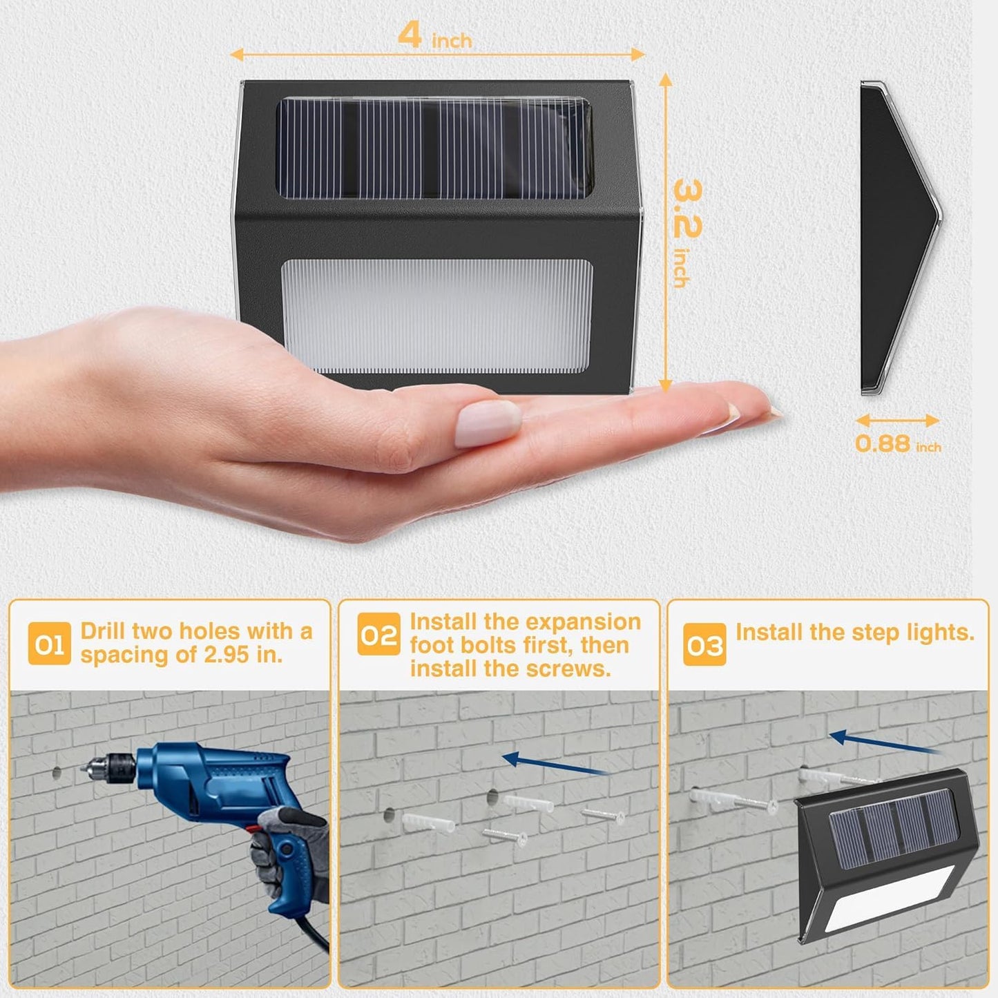 12 Pack Solar Fence Lights Outdoor Waterproof