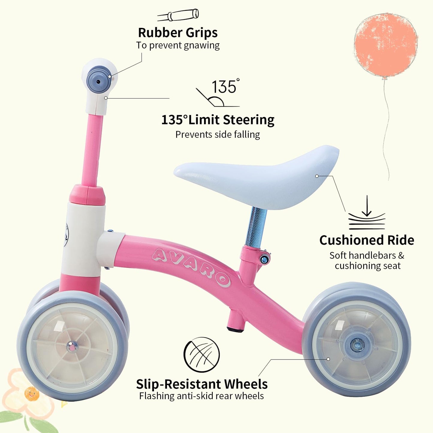 Avaro Baby Balance Bike for 1-3 Year Olds