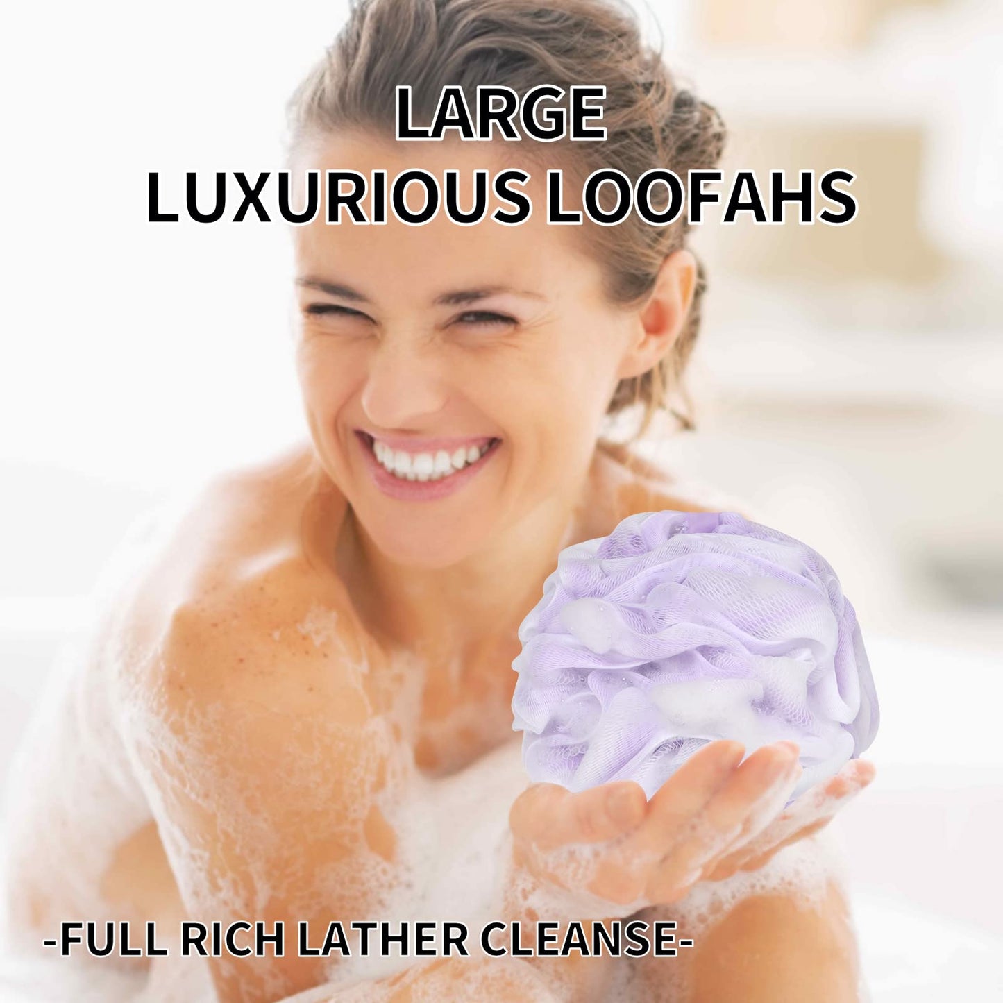 BCKENEY Bath Loofah Sponge Soft Mesh Shower Puff for Body Wash Bath Sponge Body Scrubber for Women & Men Body Exfoliator-Bathing Accessories