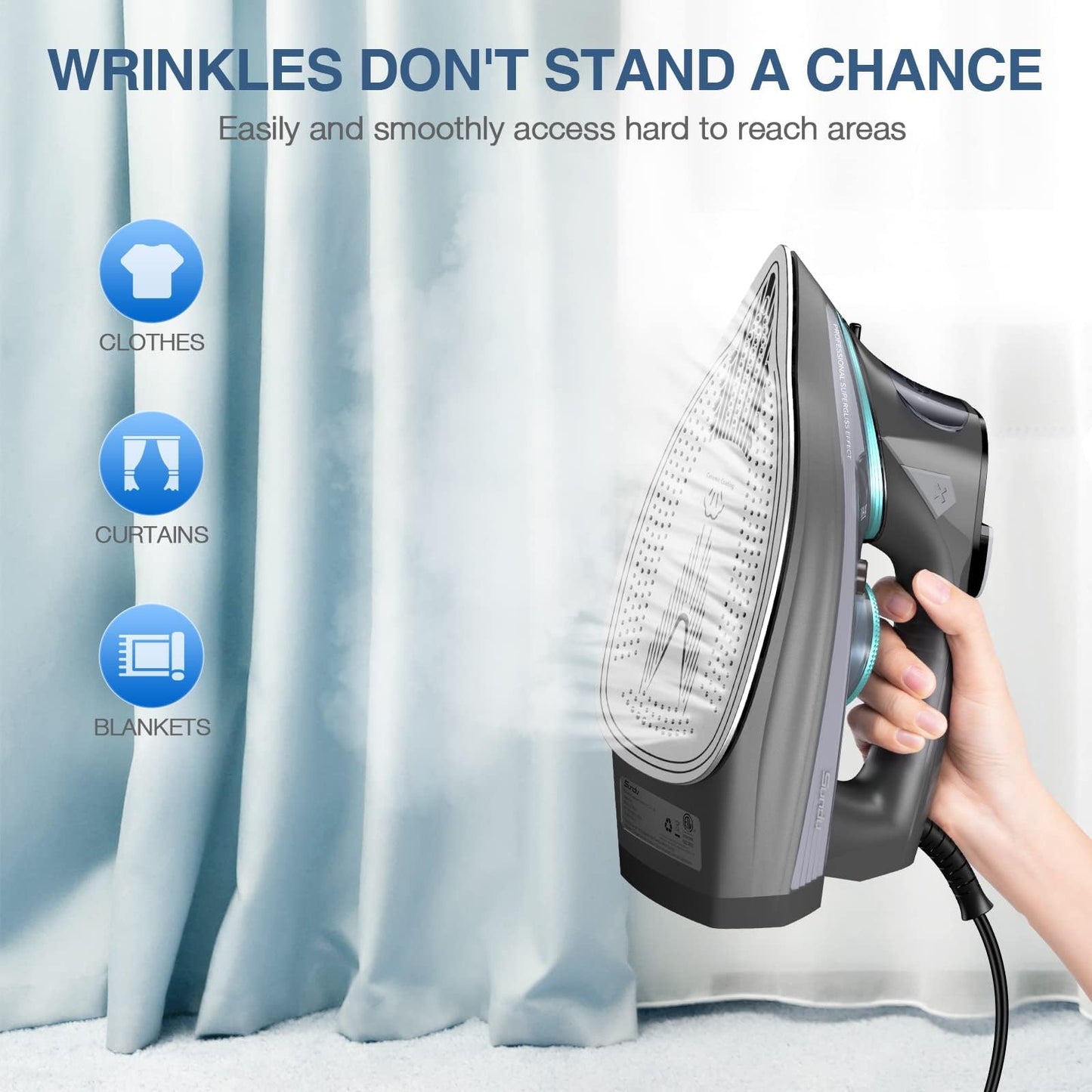 1700W Steam Iron with Non-Stick Soleplate