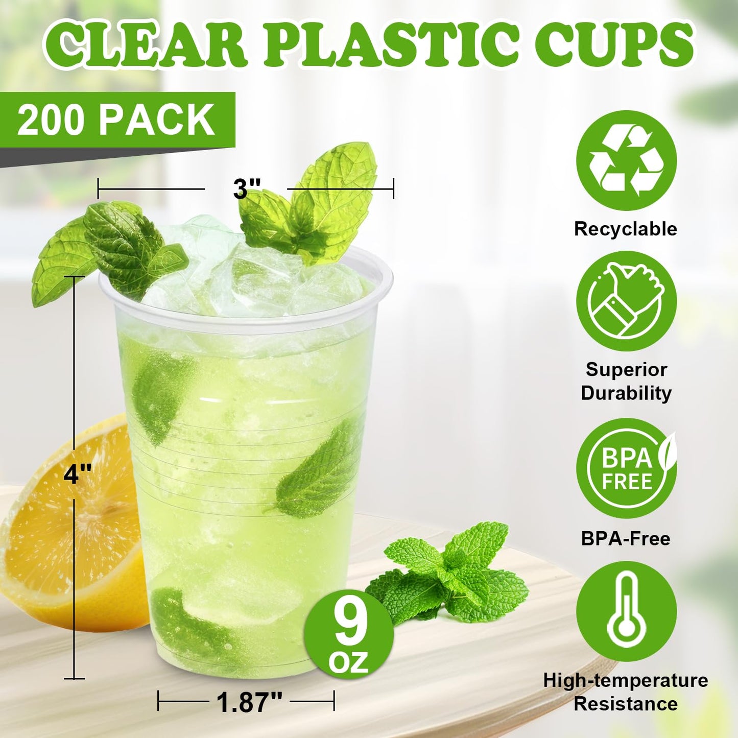200 Pack Disposable Plastic Drinking Cups