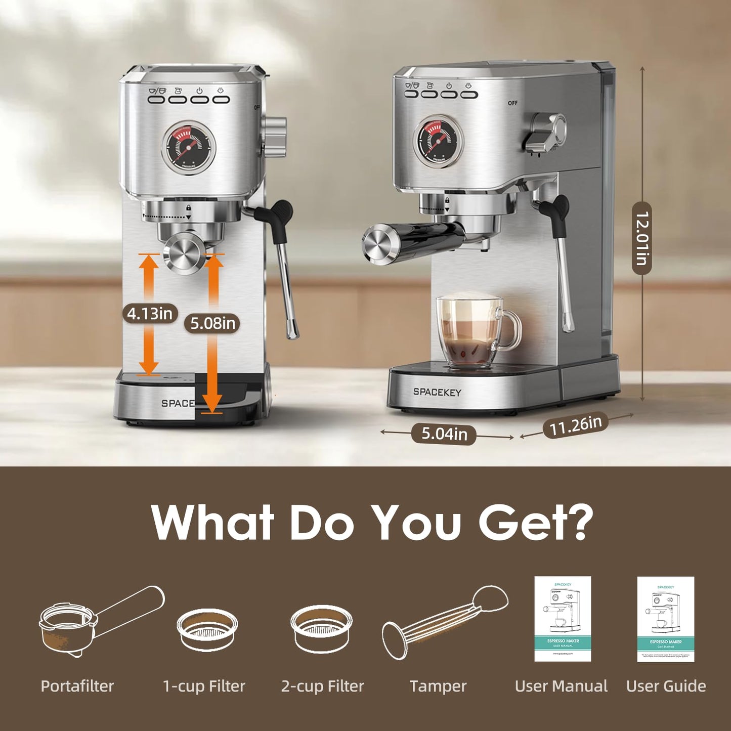 Spacekey 20 Bar Espresso Machine with Frother