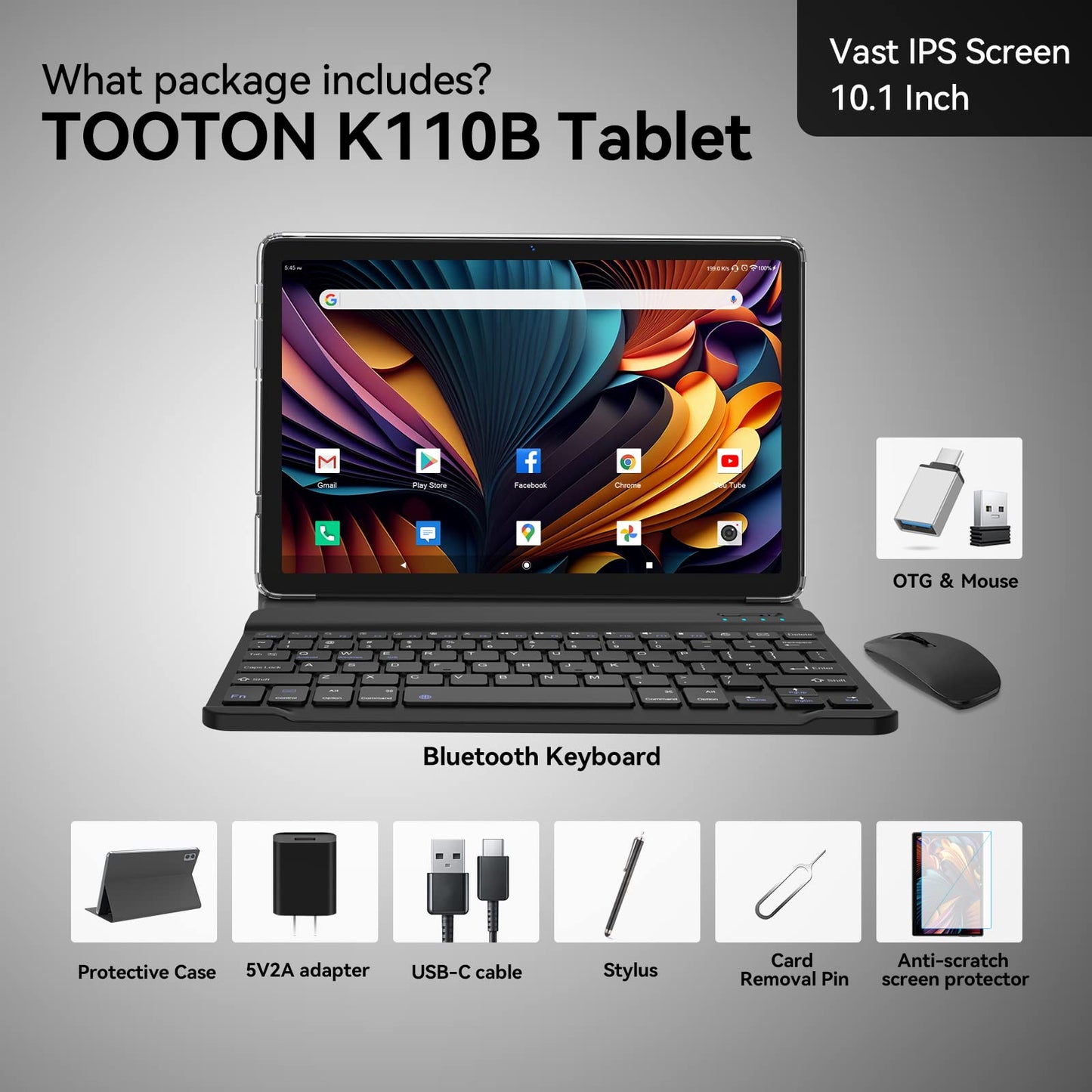 10.1" 2-in-1 Android Tablet with Keyboard