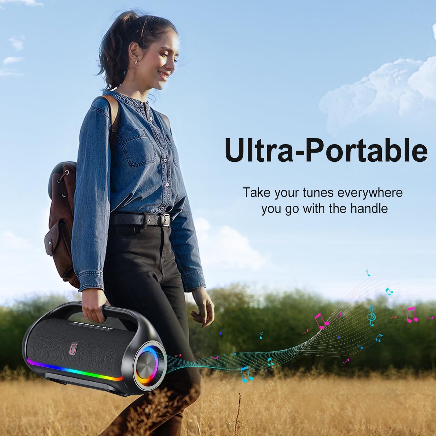 HWWR Portable Bluetooth Speaker with 2 Microphones