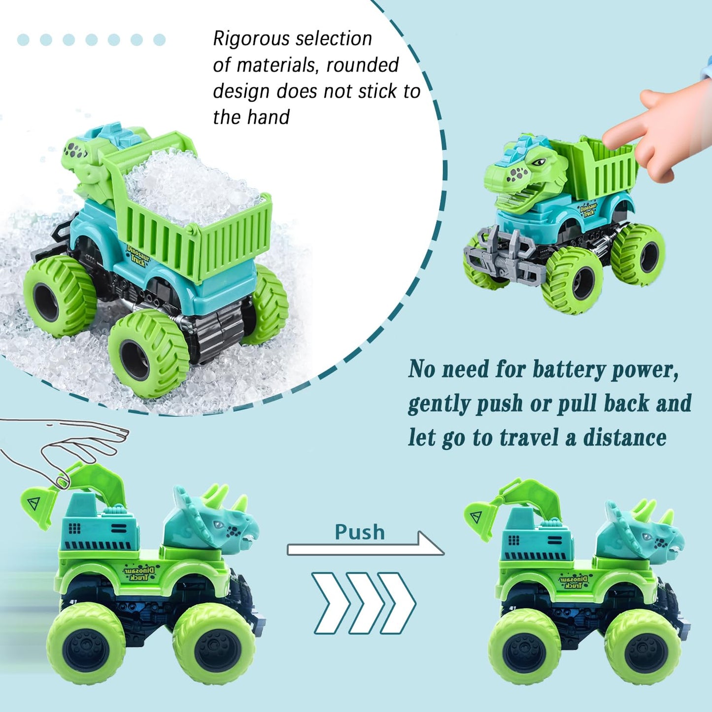 Dinosaur Toy Set with Monster Trucks for Kids