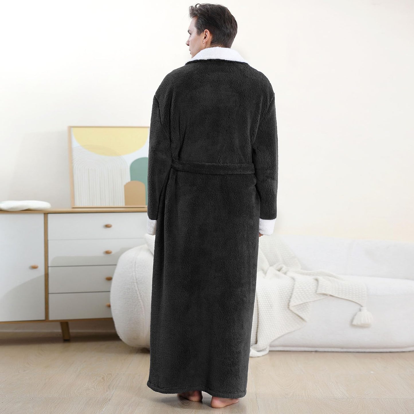 Artfasion Plush Flannel Bathrobe with Pockets