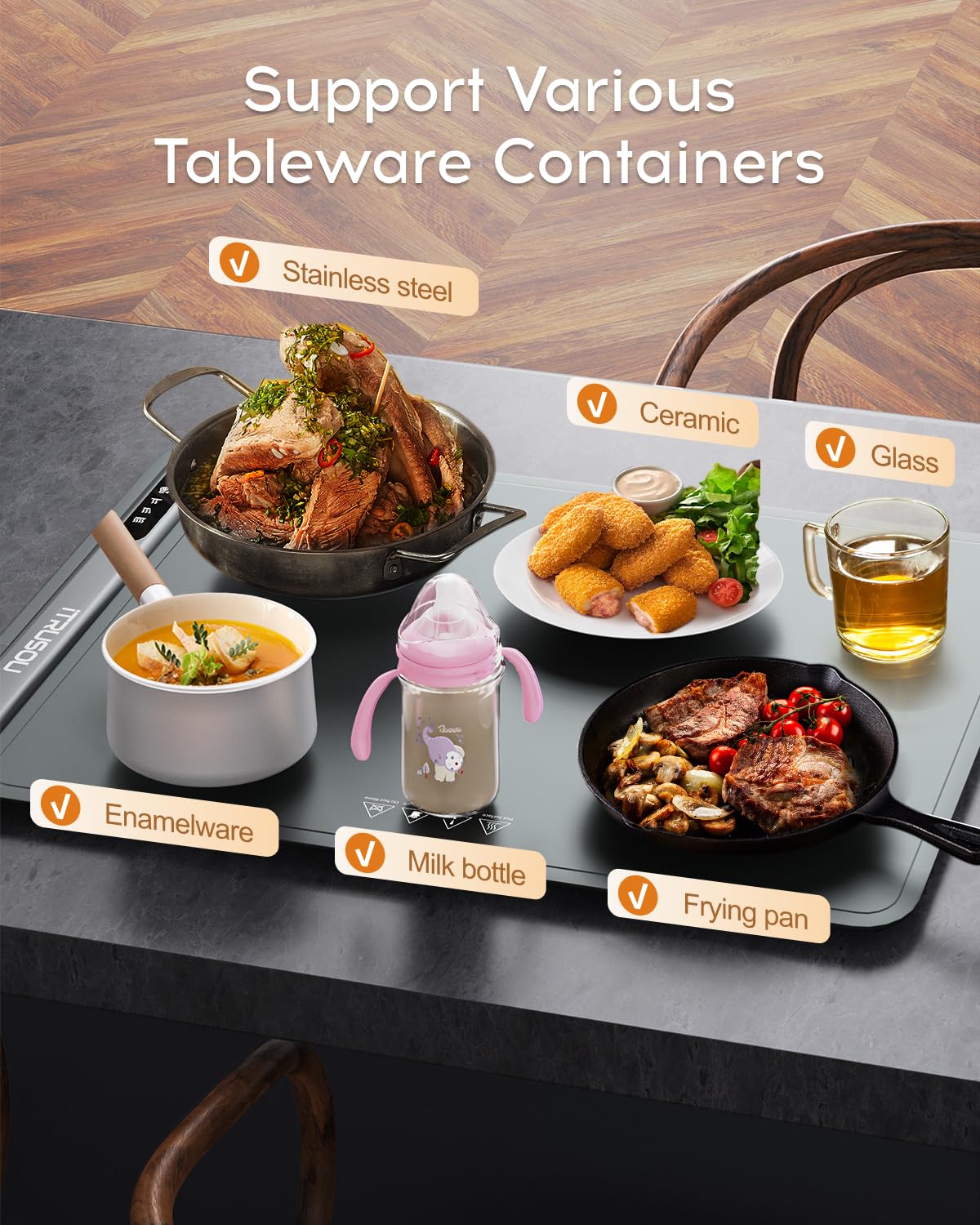 Electric Warming Tray with 3 Temperature Settings