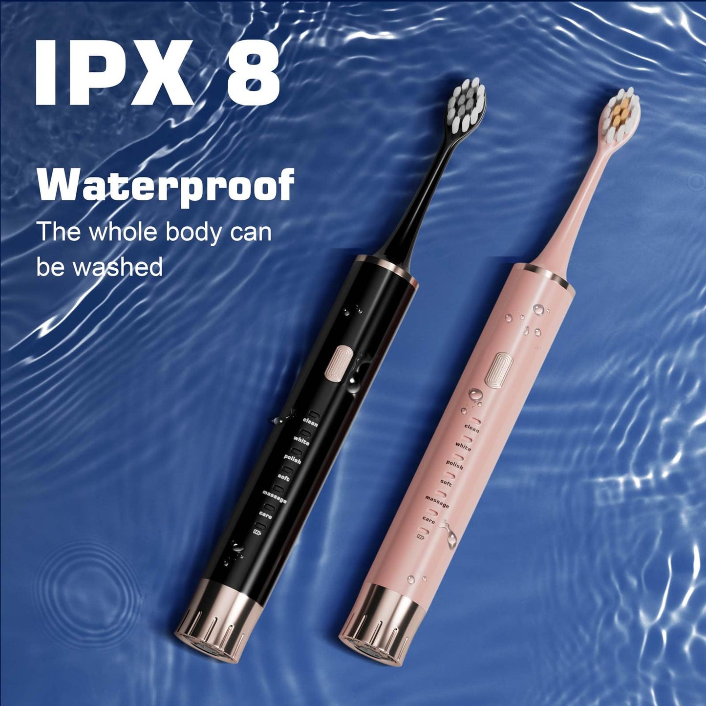 Aneebart Black & Pink Electric Toothbrush for Adults, 2 Pack Toothbrush,USB Rechargeable Sonic Toothbrush with 12 Brush Heads, Smart Timer, 6 Modes, 2-Hour Fast Charge Last 30 Days