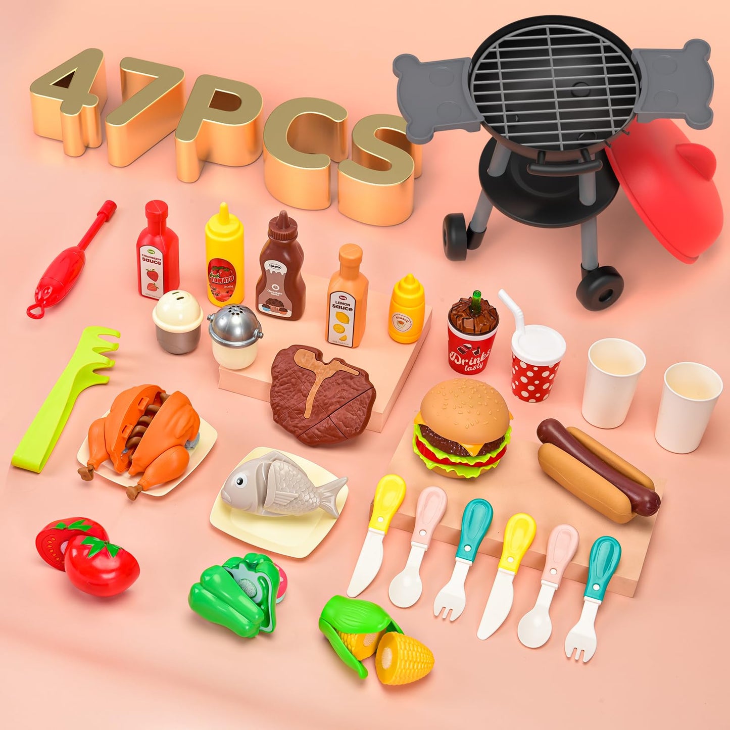 Kids BBQ Grill Playset with Sound & Light