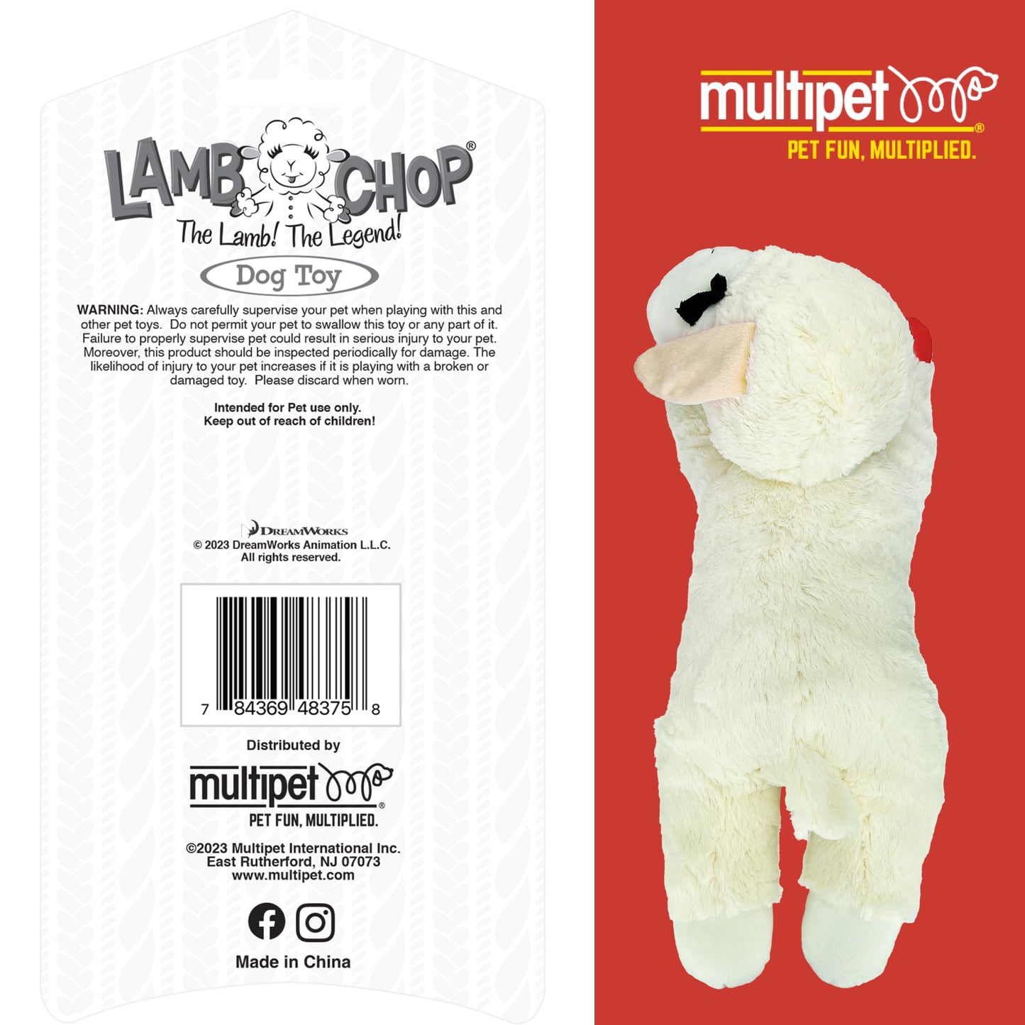 Multipet Lamb Chop Plush Dog Toy - Jumbo Squeaky