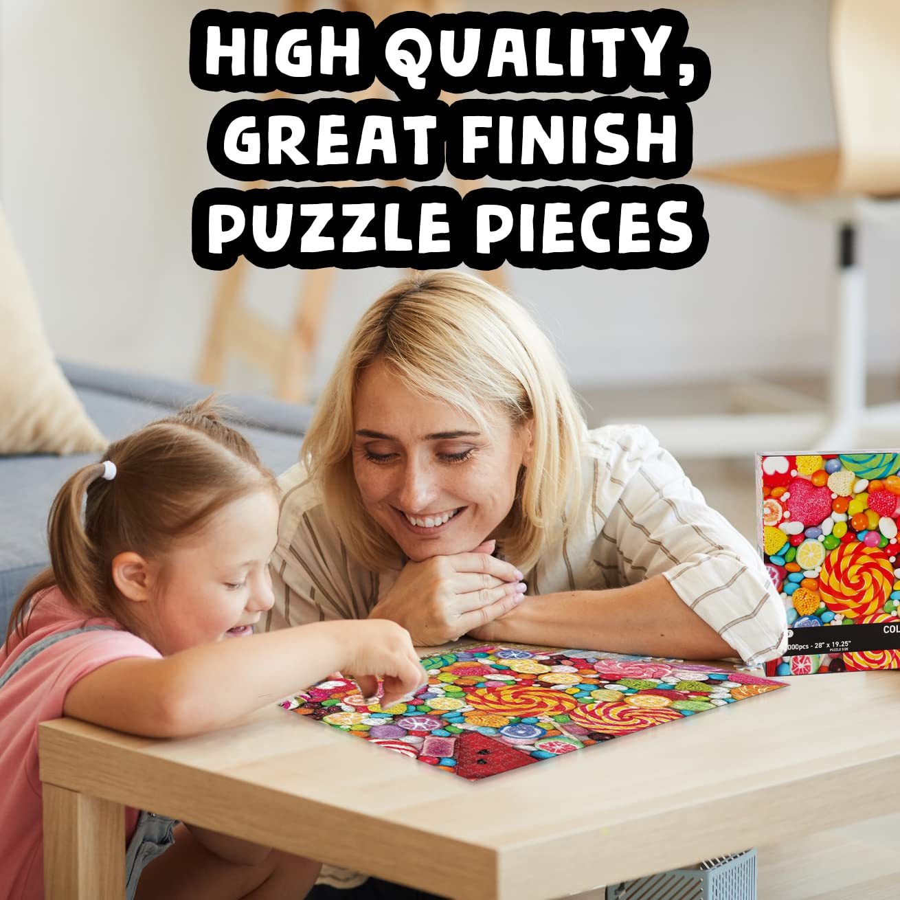 BunMo 1000 Piece Puzzle for Adults - Cascading Candies. Puzzles for Adults 1000 Piece - 1000 Piece Puzzles Have Unique Pieces That Fit Together Perfectly. 1000 Piece Puzzles for Adults.