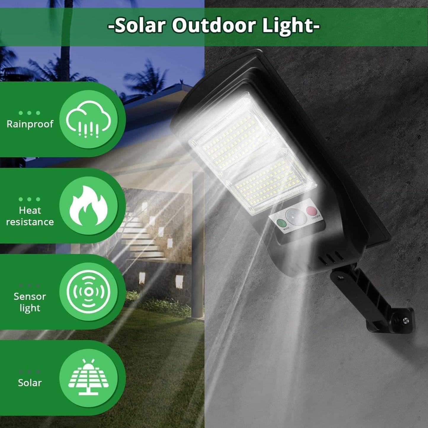 Duewot Outdoor Solar Lights - 2 Pack 1000 Lumens, 3 Motion Sensor Mode, Waterproof Security Lights for Outside Patios, Gardens, Decks, Yards, Barm, Outside Walls, Gutter and Fences.